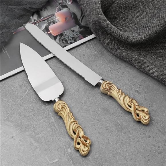 Vintage Style Wedding Cake Knife and Serving Set Wedding Cake Knife (Set of 2) - Picture 6 of 7